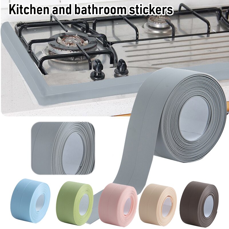 1 Roll Seal Strip Anti-Collision Weatherproof Self Adhesive Caulk Strip Sealing Tape For Sink Bathroom Kitchen