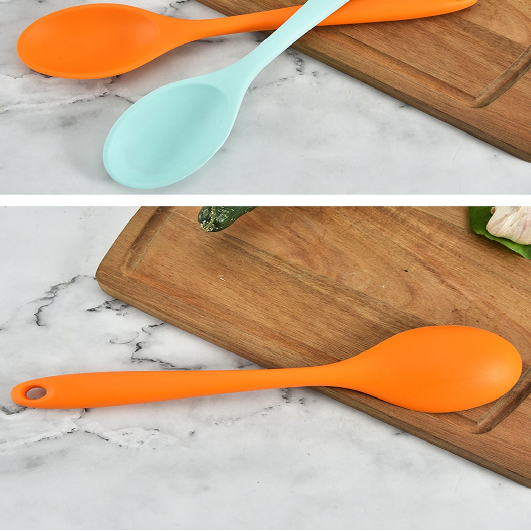 Large Silicone Spoon Home Use Long Handle Spoon High Grade Mixing Ladle Cooking Kitchen Soup Spoons Tableware Kitchen Dining Bar