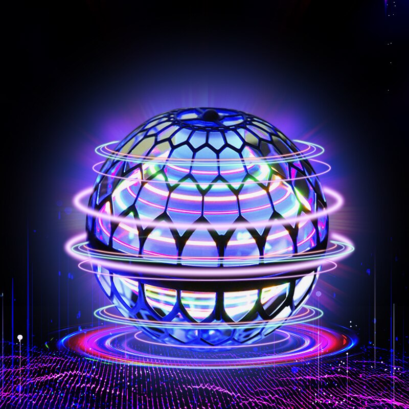 Pro flyvende bold spinner legetøj håndstyret drone helikopter hoverball mini ufo med rgb lys børn drenge piger gaver 1: Blå