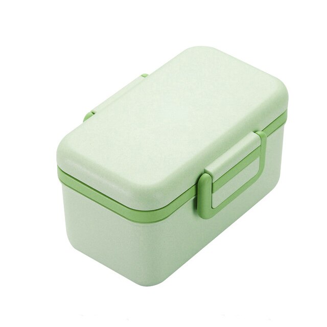 Caja de Almuerzo libre BPA Material ecológico fibra de bambú caja Bento portátil contenedor de almacenamiento de alimentos Microwaveble para Picnic: Green