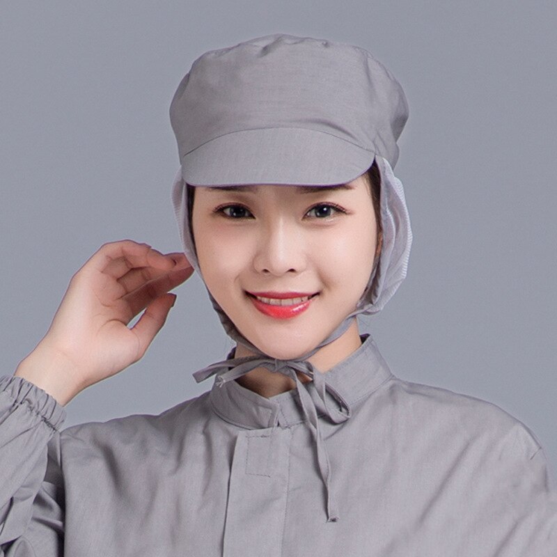 Unisex Mesh Visors Caps Kitchen Restaurant Bakery Waiter Chef Work Wear Hat Men Women Breathable Factory Workshop Caps: Gray