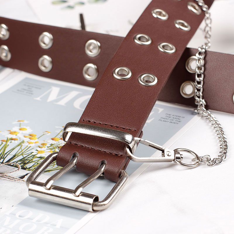 Ceinture en jean Punk à Double œillet | Large toile de styliste, ceinture de ceinture féminine masculine, ceintures de chaîne pour femmes et hommes,