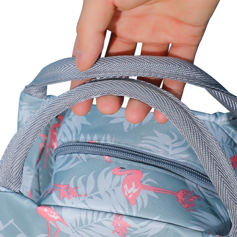 Qqd Flamingo Lunch Tas Voor Vrouwen Geïsoleerde Koeltas Opvouwbare Thermische Ontbijt Eten Pack Picknick Reizen Lunchbox