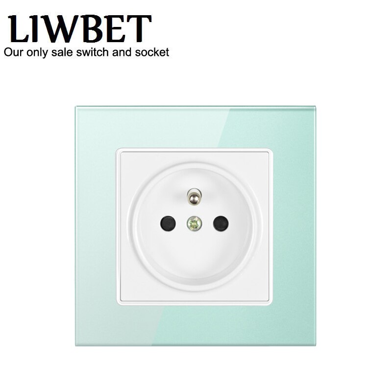 Liwbet Franse Stopcontact En Zwart/Wit/Groen/Roze Kleur Glas Panel Eu Standaard 16A Plug Power socket