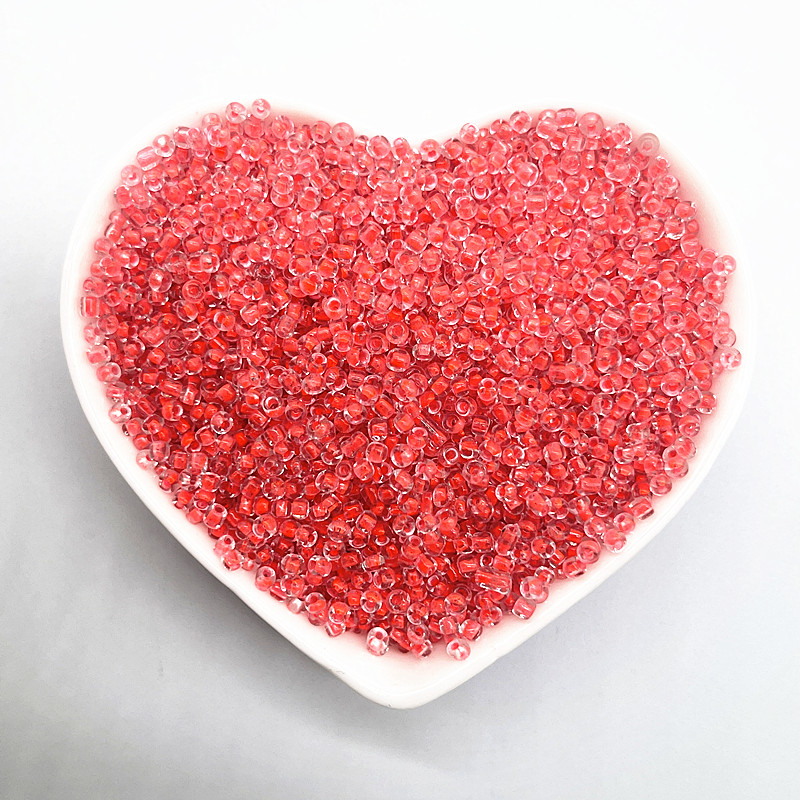 Colgante de corazón de 15g, 2mm, 3mm, 4mm, efecto de teñido, cuentas de semilla de cristal checo, cuentas de pulsera DIY para fabricación de joyas, accesorios: Rojo oscuro / 3 mm