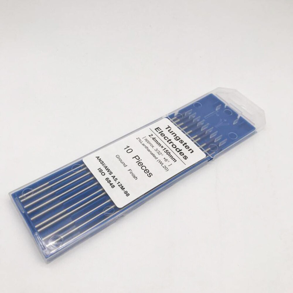 10pcs/1 Bag TIG Welding Tungsten Electrodes 2% Lanthanated WL20 Tungsten Electrode Welding Rods (1.0MM x150MM)