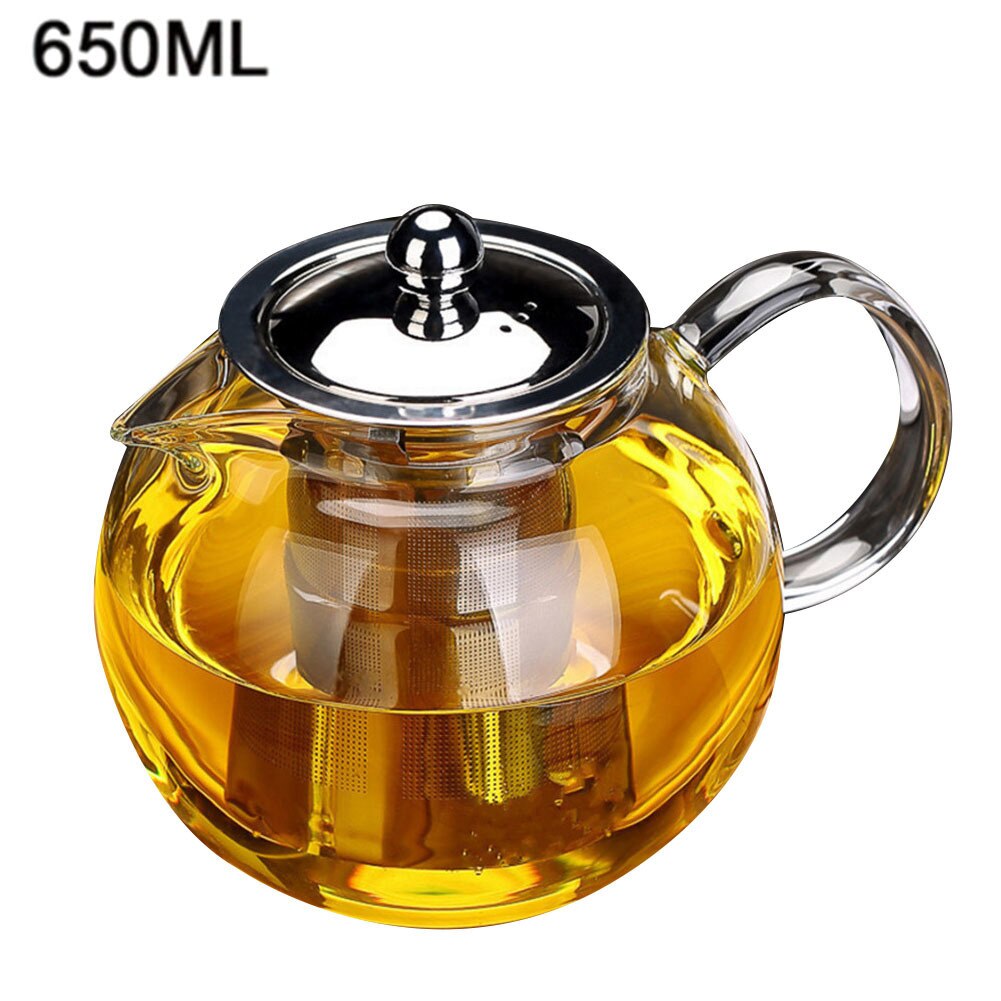 650ml 950ml 1300ml lämmönkestävä lasinen teekannu induktioliesi lämmönkestävä lasinen teekannu, jossa 304 ruostumatonta terästä olevaa siivilä: 650ml