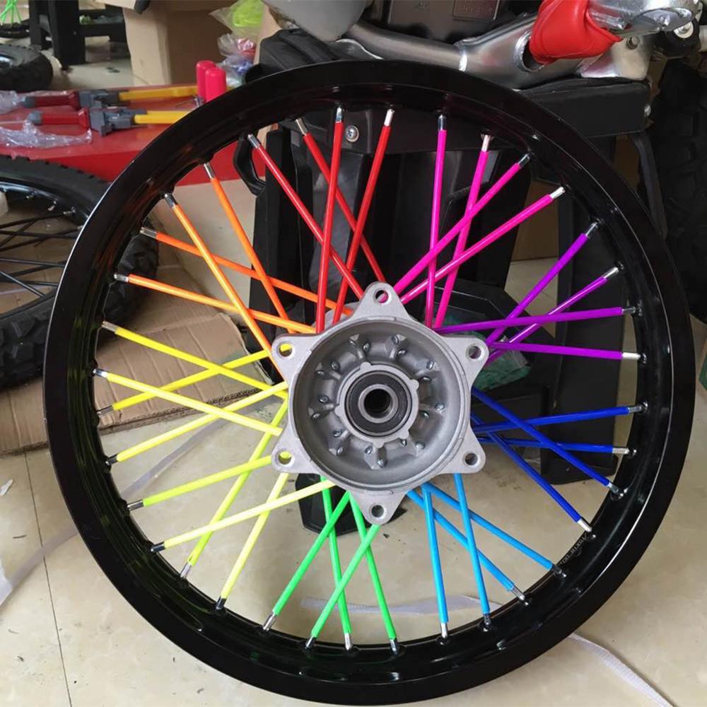 36 pièces/pack moto vélo couverture de roue coloré Motocross jantes peaux parle protecteur vélo garde enveloppes Kit universel décor