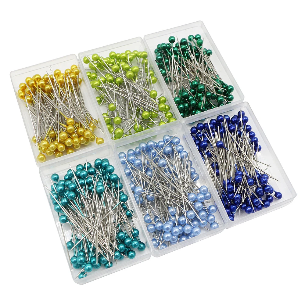 100Pcs/Box Colorful Round Pearl Head Needles Stitch Straight Push Sewing Pins Dressmaking DIY Accessories Positioning Tools