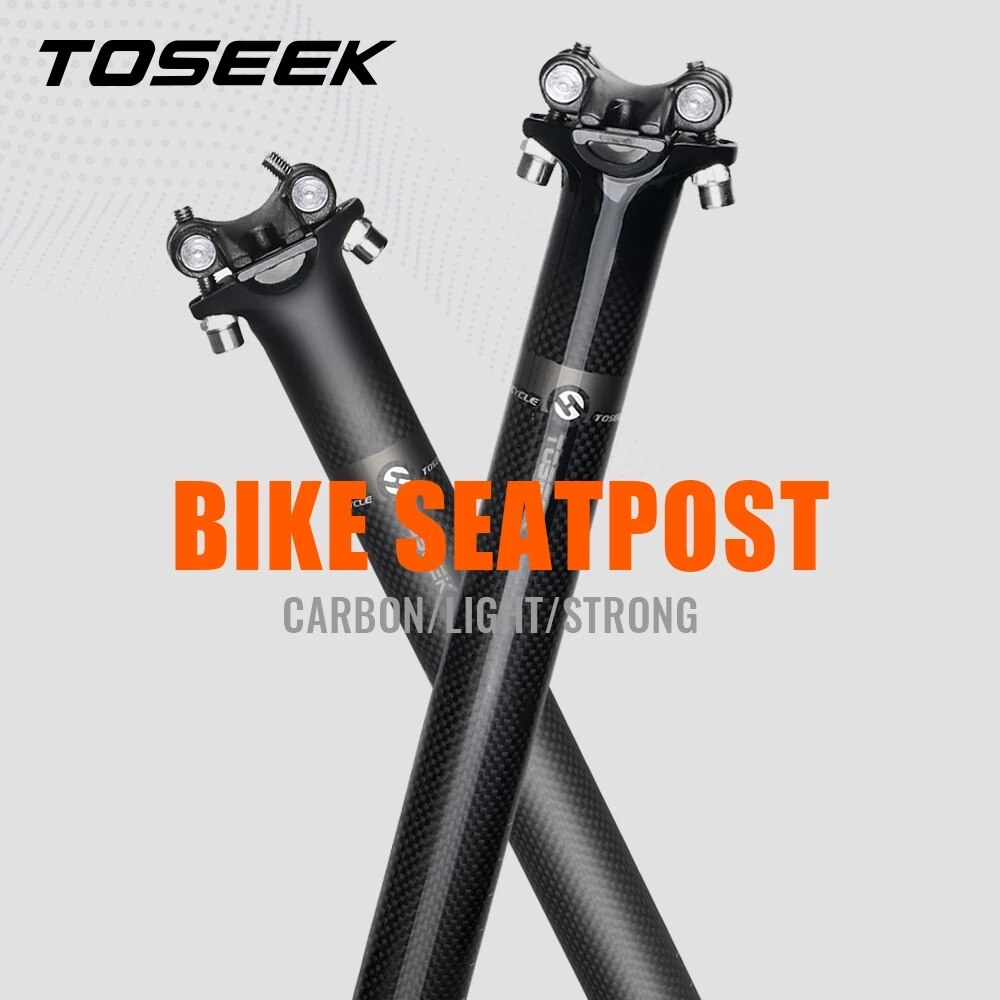 TOSEEK-sillín 100% de fibra de carbón mate 3K, superligera, Piezas para sillín de bicicleta de montaña o carretera, 27,2/30,8/31,6x350/400 MM