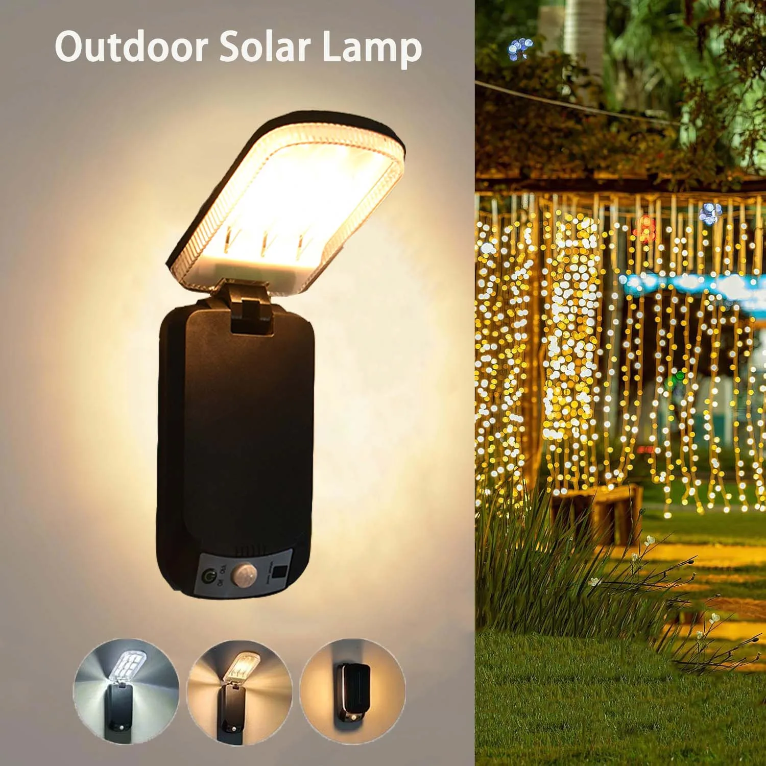 Opvouwbare led-wandlamp op zonne-energie, waterdichte spotlamp met afstandsbediening, pir-bewegingssensor, wandlamp op zonne-energie