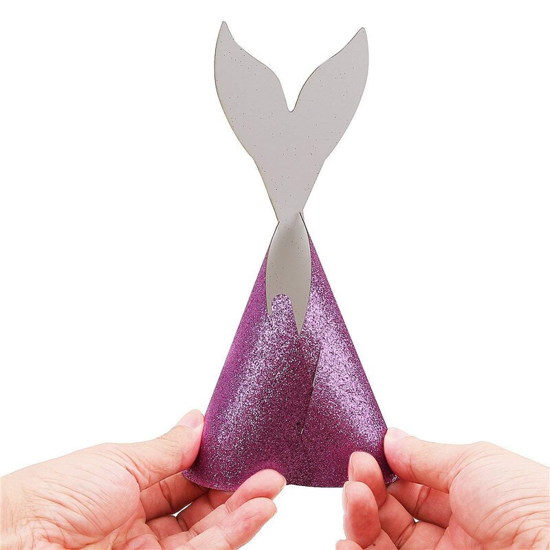 6 pièces/ensemble belle scintillante sirène forme fête célébration Carton chapeaux anniversaire chapeau fête photographie décor pour les enfants