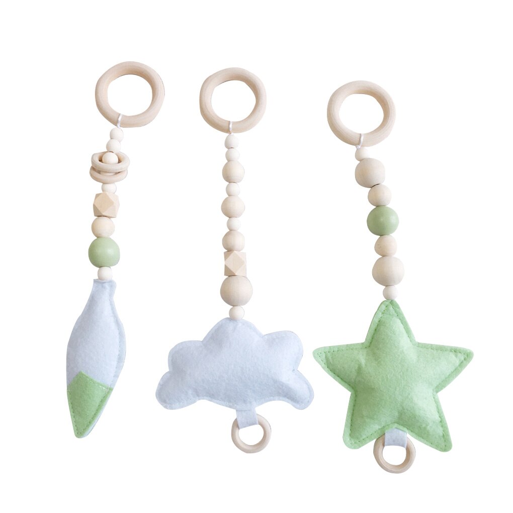 3 Stks/set Baby Rammelaar Speelgoed Nordic Stijl Houten Rammelaar Ring Kralen Play Toy Wandelwagen Opknoping Speelgoed: NO.3