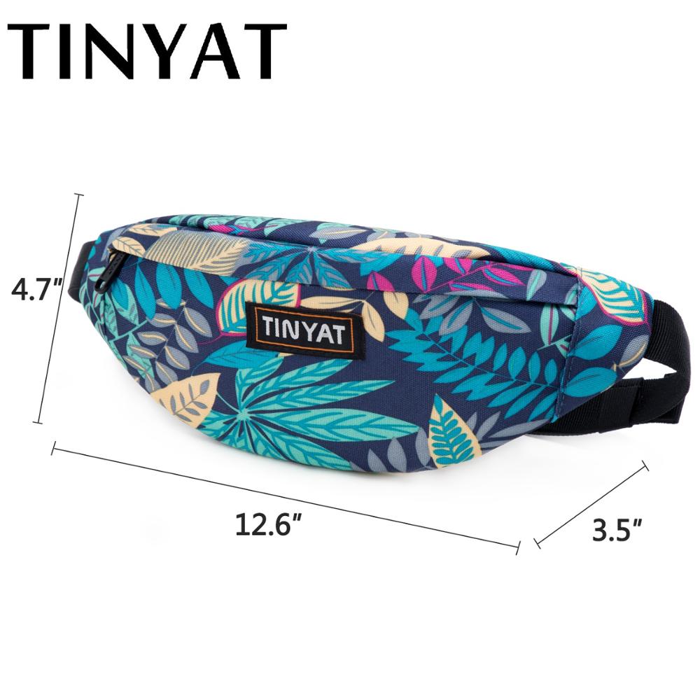 Tinyat Unisex Print Blad Taille Pack Tas Vrouwen Canvas Tas Riem Mode Ongedwongen Riem Pouch Vrouwelijke Reizen Banaan Tassen Mannen fanny