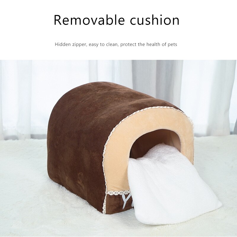 Cat Tent, Kitten Bed, Cat Hut, Cat Cave with Machine Washable Dome Shaped Cat Pod kennel puppy house winter warm pet dog bed