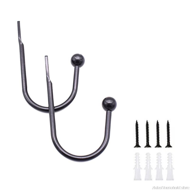 Aluminum Alloy Curtain Tieback Hook with Screws Wall Mount Heavy Duty U Shaped Hook Anti Deform Home Dorm Curtain Hook: Black