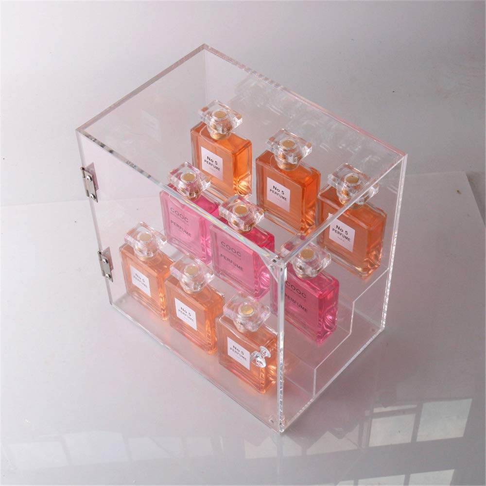 LUGUNU Collection Case Perfume Exhibition Box 3 Steps Acrylic Riser Display With Door Cosmetic Storage
