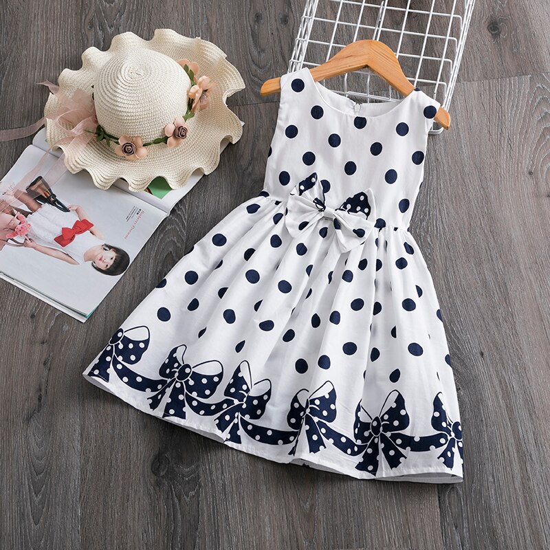 Casual Polkadot Jurken Voor Meisjes Boog Verjaardag Party Dress Kinderkleding Zomerjurk Baby Meisje Kleding 4 5 6 7 8 9 10 11 12 Jaar: 1-2 / 4T