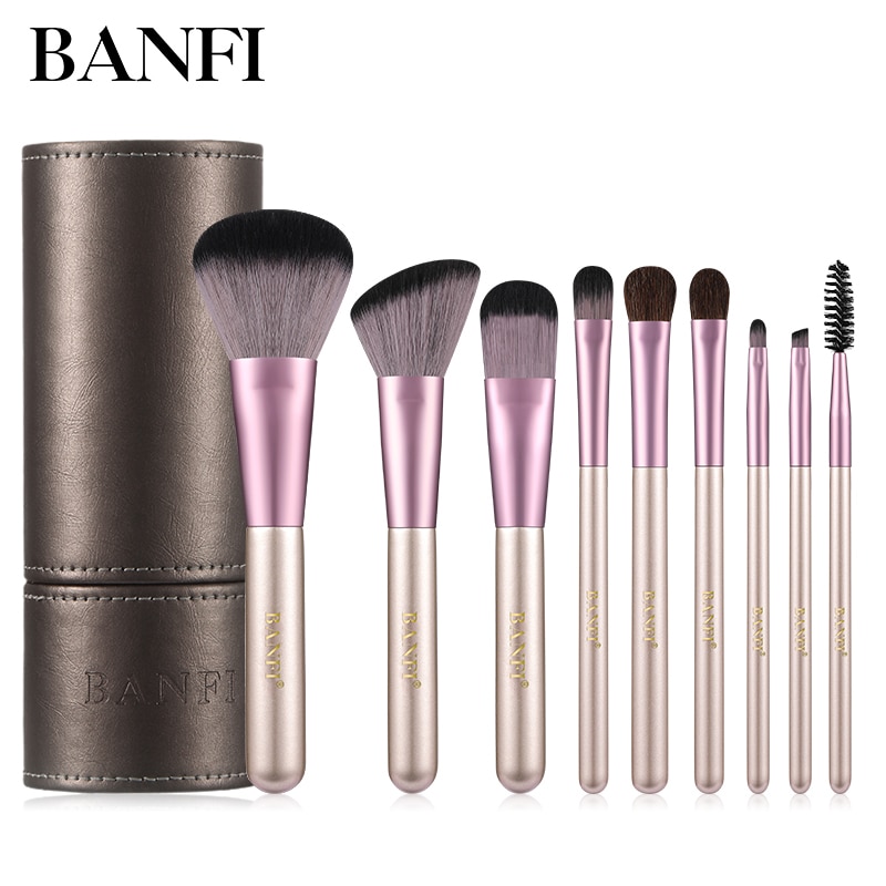 Set van 9 make-upkwasten, foundation, blending, poeder, oogschaduwkwast, make-upset, zachte make-upkwasten, cosmetische tools