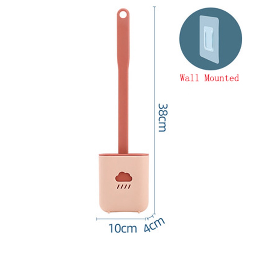 Brosse de toilette en Silicone pour WC, Flexible, poils en caoutchouc souples, pour salle de bain, nettoyage mural: Rose