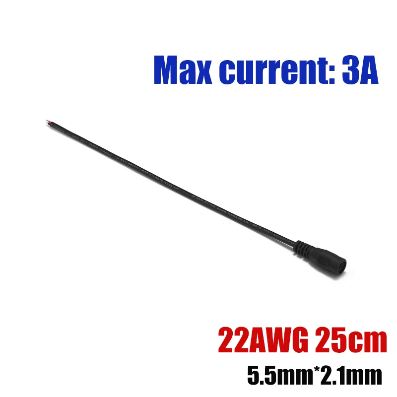 Cable de alimentación CC pelado 22 20 18 AWG macho hembra 12V adaptador conector Pigtail de repuesto para altavoz tira LED cámara CCTV