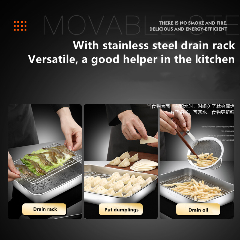 304 stainless steel Food Storage Box Container Kitchen Refrigerator Airtight Fresh-Keeping Storage Box Meat Kitchen Organizer