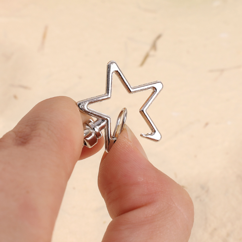 Llavero con forma de estrella, ganchos con cierre de langosta, Clips de gatillo, hebillas para hacer joyería DIY, llaveros de rotación dorados y plateados, accesorios