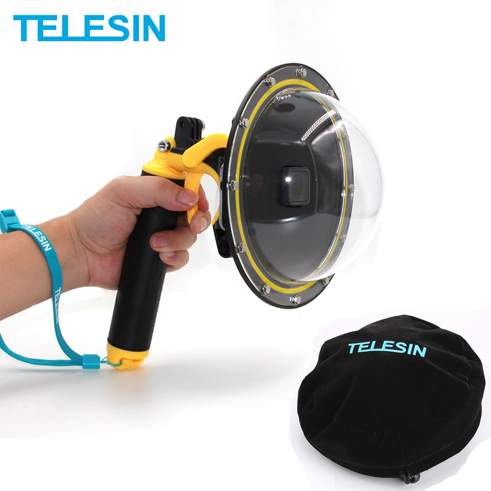 TELESIN Dome Port Cover Lens Behuizing Case Drijvende Handvat Grip Bobber voor GoPro Hero 5 6 Hero 7 Actie Camera accessoires