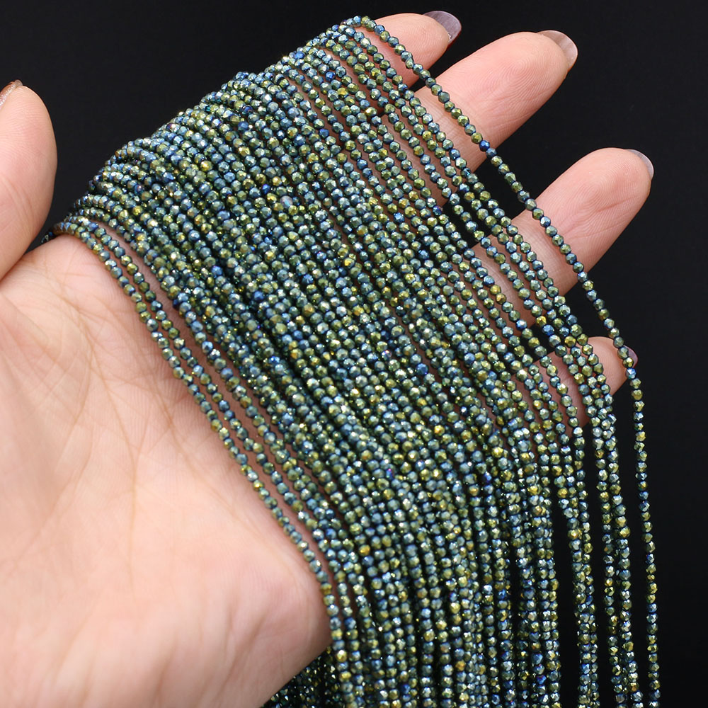 5 strenge naturstenperler belagt farve facetslebet krystal stione spacer løse perler armbånd gør-det-selv smykkefremstilling halskæde 2/3mm: Guld / Andet