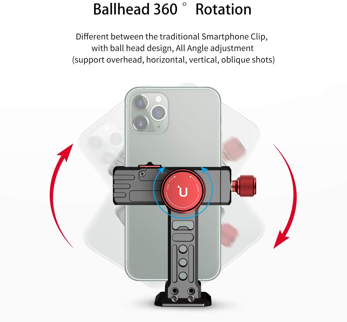 Ulanzi ST-14 Telefoon Statief Adapter Mount Aluminium Mobiele Telefoon Klem Attachment Verstelbare Verticale Beugel Voor Iphone 12 Pro Max