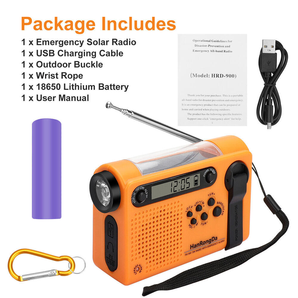Weer noodradio AM/FM/SW draagbare zonne-handslingerradio 3 in 1 2000 mAh Power Bank telefoonoplader zaklamp voor kamperen