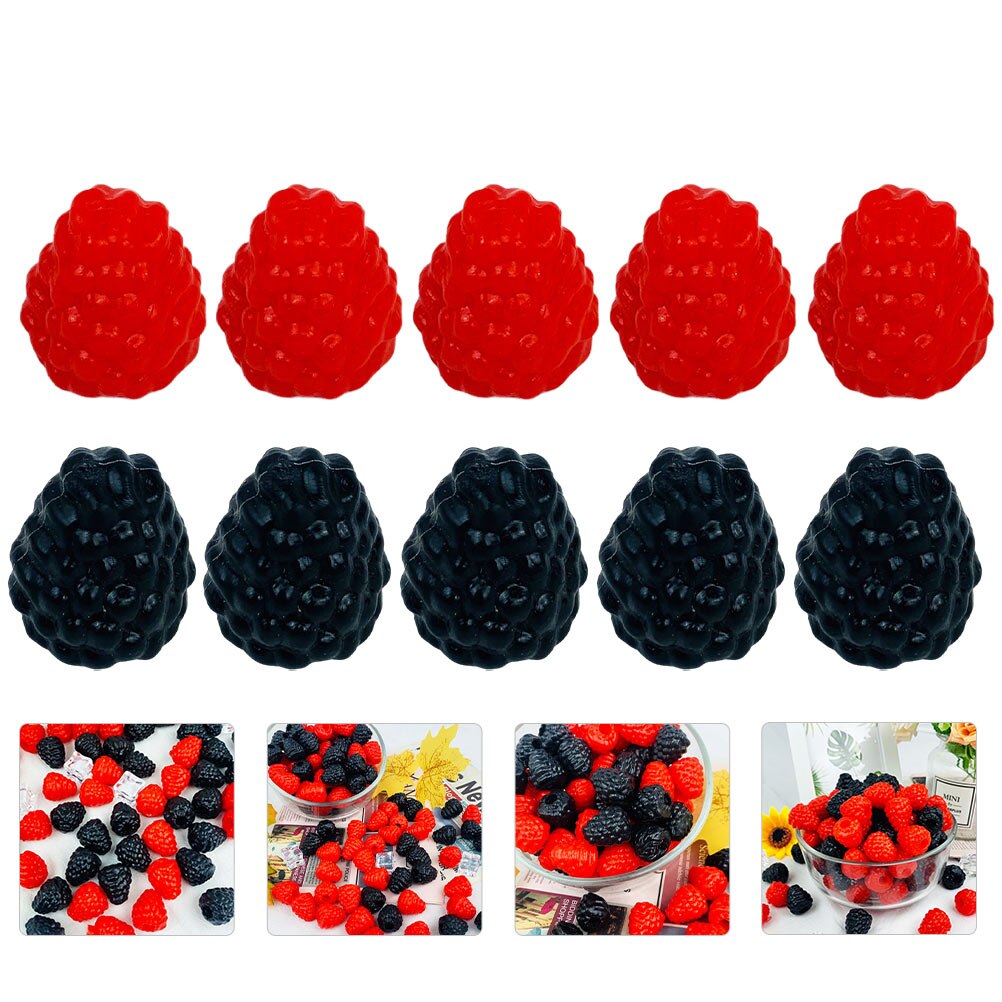 10Pcs Plastic Raspberry Model Simple Cabinet Raspberry Decor Photo Prop Simulated Fruit Models