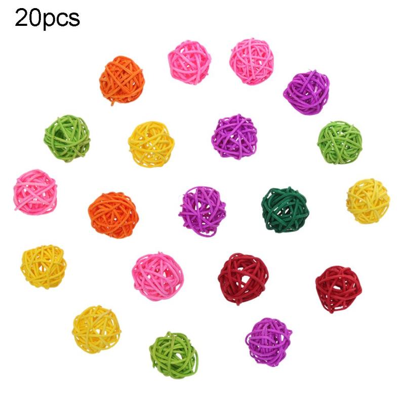 Pipifren 10/20 pces rattan papagaio bolas pássaro brinquedos lã bola pet gato mordida interativa resistente mastigar brinquedos para budgie gaiola jogando