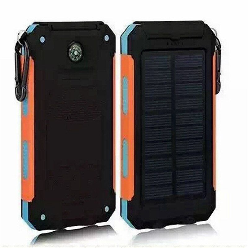 Solar powerbank echt 20000 mah dubbele usb externe waterdichte polymeer batterijlader buitenlamp powerbank ferisi: Lii -d007