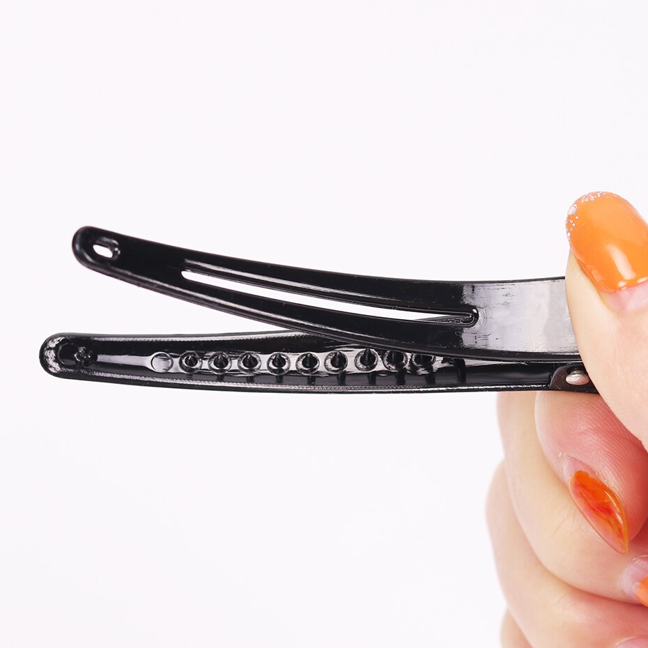 10 Uds horquillas profesionales de peluquería de plástico negro pinza de pelo de cocodrilo de una sola punta DIY herramientas de para cuidado del cabello