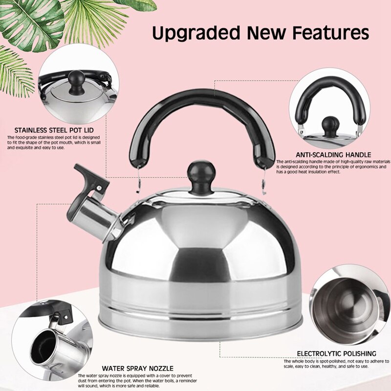 Stainless Steel 2/3/4L Water Kettle Induction Cooker Camping Kettles Stove Whistling Water Gas Teapot Cooking Tools Kitchen