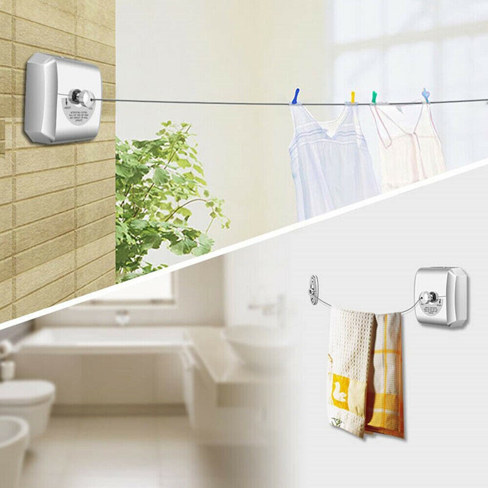 Portable Clothesline Clothes Drying Rack Rope Stainless Steel RetractableLaundry Hanger Clothes Dryer Rack