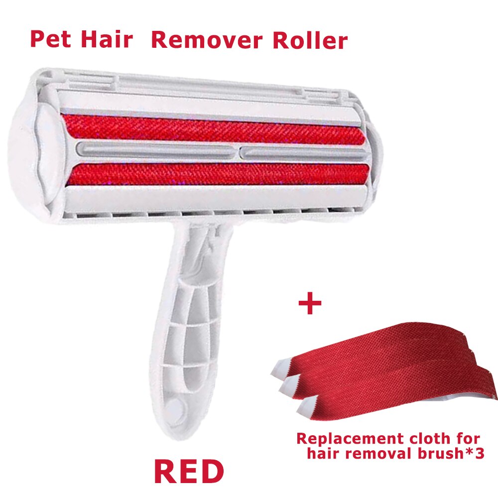2-Way Verwijderen Huisdier Haar Roller Hond Haar Remover Borstel Steken Roller Kat Lint Borstel Tapijt Kleding Cleaner borstels: Red Set