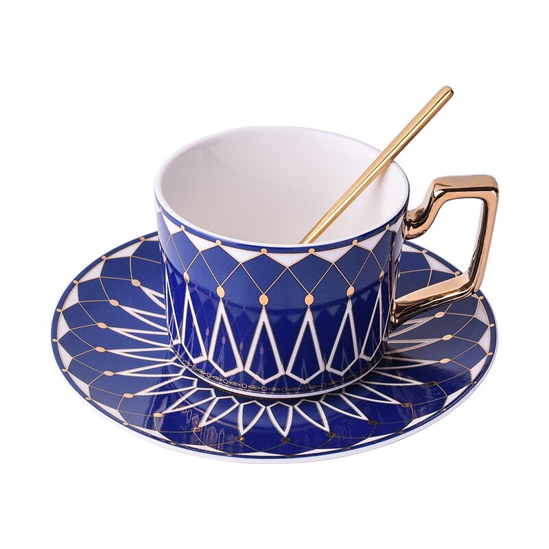 Tea Cup Saucers Bone China Teacups Coffee Cups Coffee Cup Saucers Set Mug Coaster Dish Set Office Tea Set Home Coffee Set: E Blue
