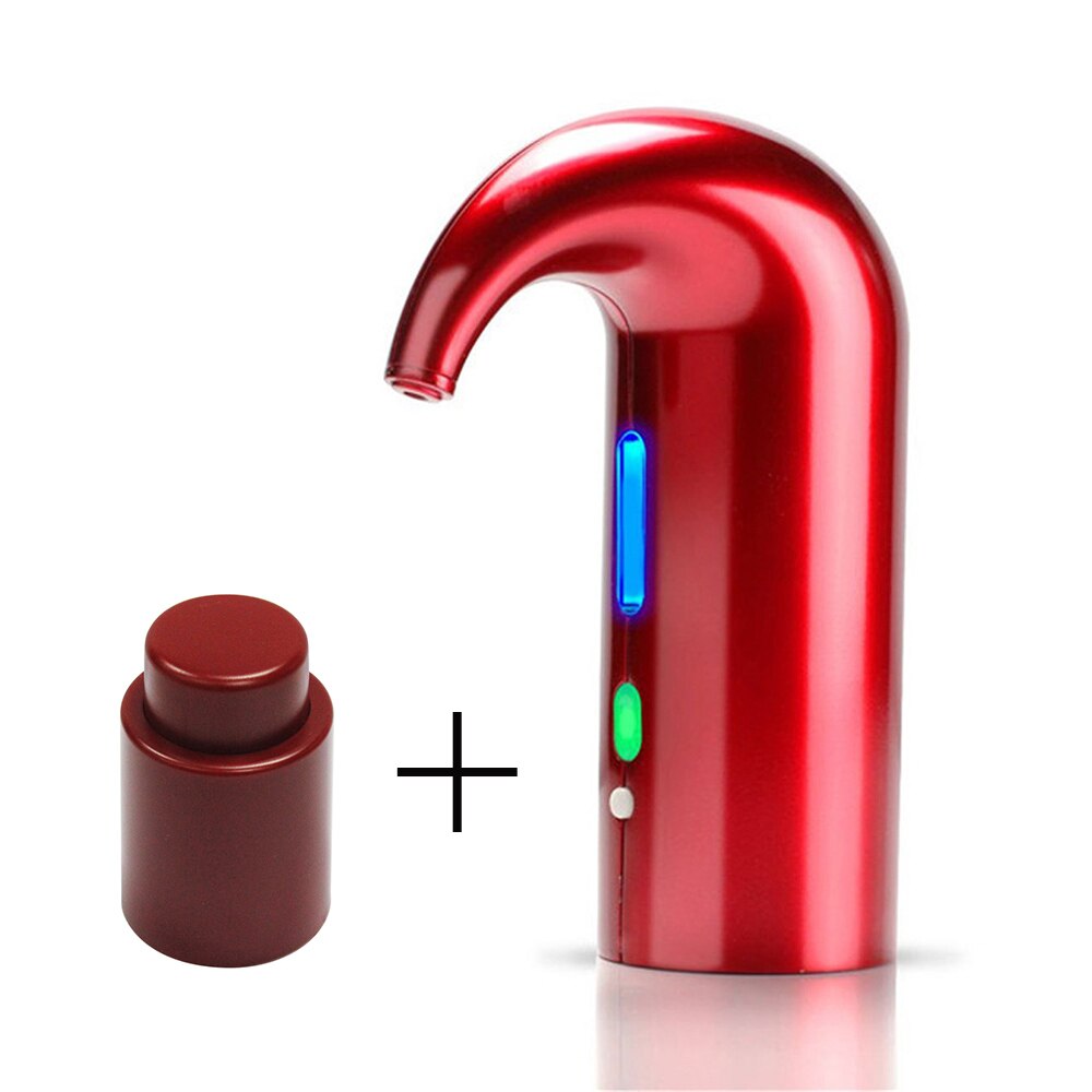 Elektrisk vinluftare med en beröring bärbar rödvintillbehör luftning för vin och sprit nybörjare och entusiast: Rött och korkar