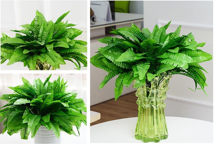 7 gaffel simulation bregne græs grøn plante kunstig bregne persiske blade blomster væghængende planter hjem bryllup butik dekoration