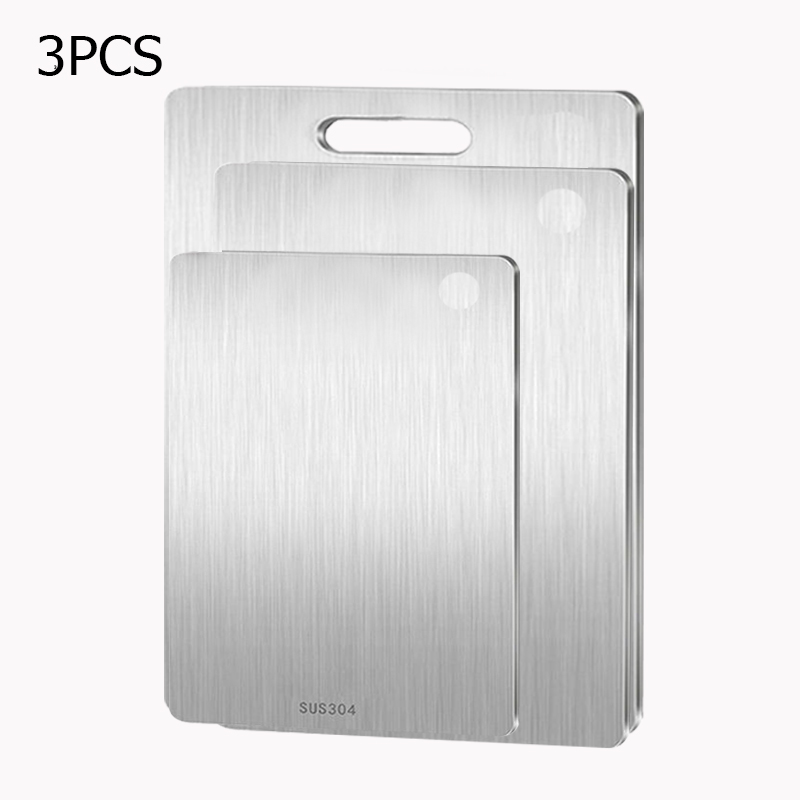 3 STKS Titanium Snijplanken voor Keuken 304 Roestvrij Staal Verdikte Board Dubbelzijdig Food Grade Draagbare Fruit Vlees Hakken: Roze