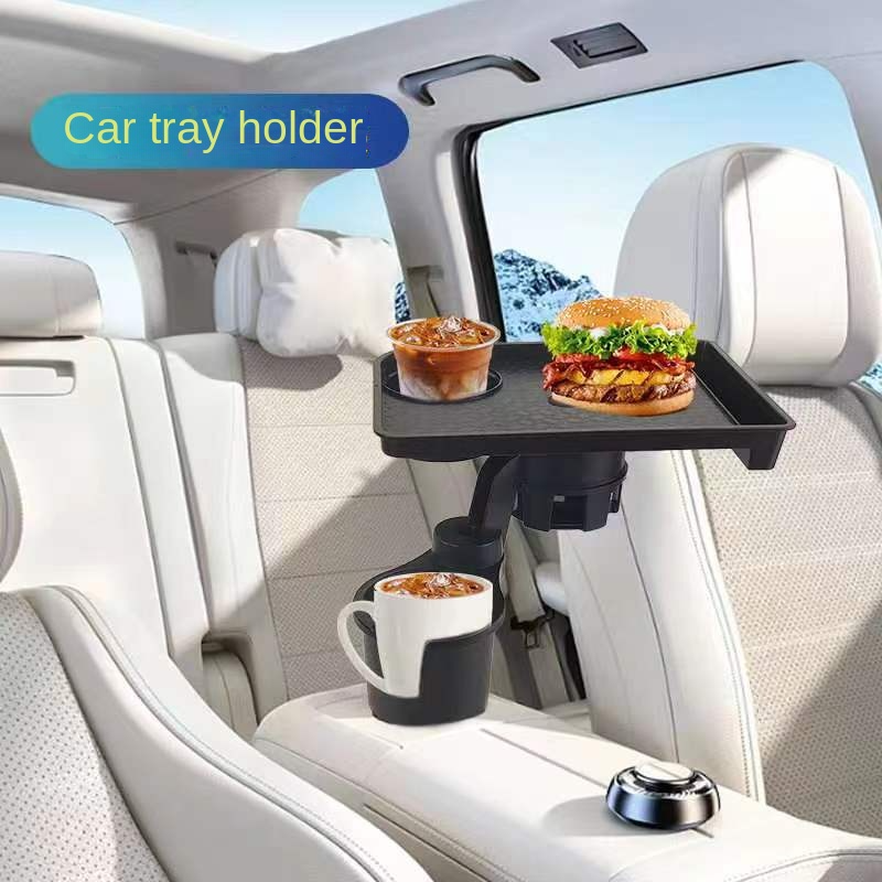 Portavasos para coche, expansor, portavasos multifunción con mesa de comida, bandeja Base ajustable de 360 grados para aperitivos