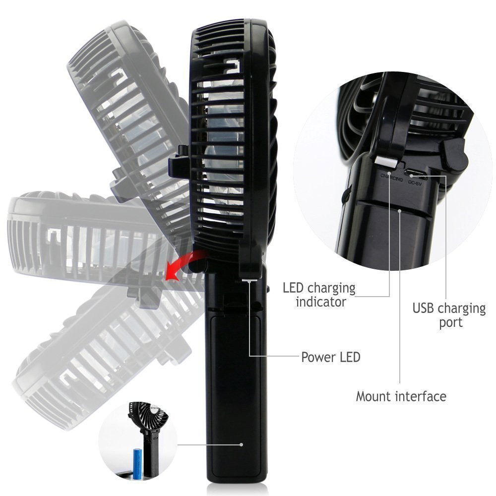 Foldable Handheld Personal Fan Battery Portable Desktop Mini Fan Electric Hand Bar Baby Stroller Fan Rechargeable Battery