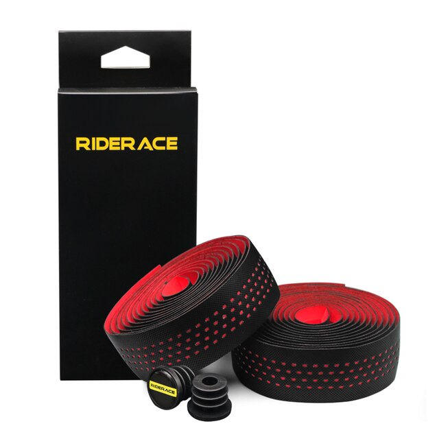 Taśma na kierownicę roweru miękka oddychająca taśma barowa Eva Pu taśma tłumiąca drgania antywibracyjne z 2 zaślepka robić kierownicy części rowerowe: czerwony