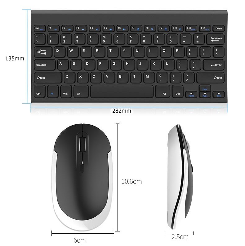 B.O.W HW086 Metal Ultra-Slim Quiet 2.4GHz Portable Wireless Keyboard and Mouse Combo For Desktop, Laptop