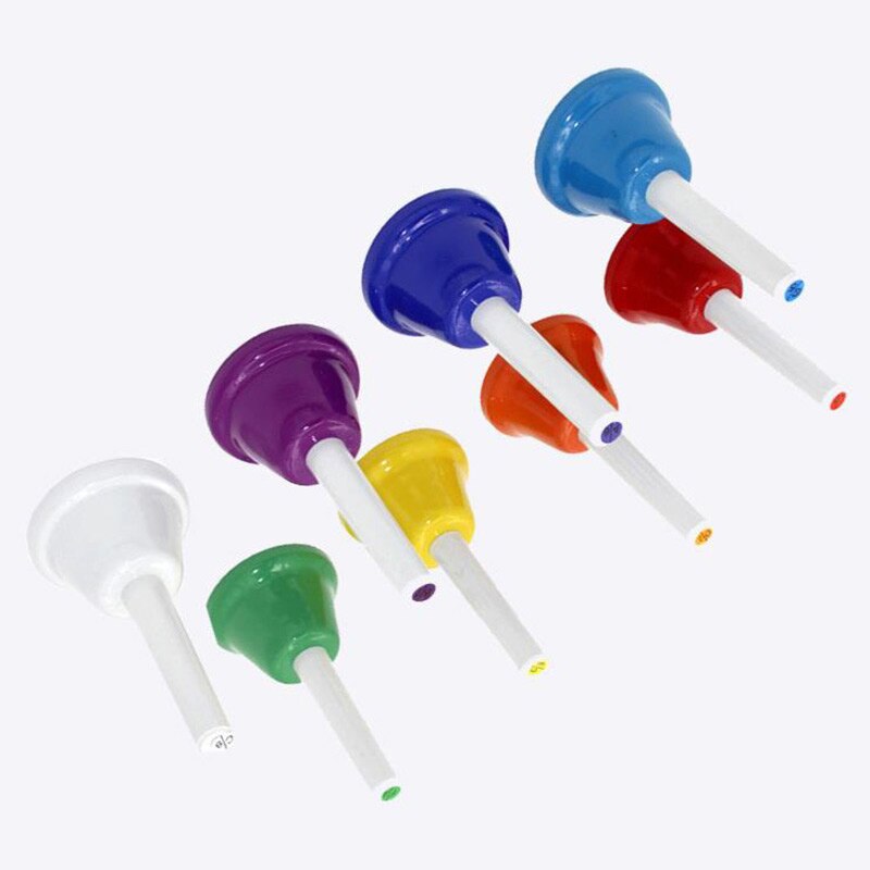 Clochettes musicales diatoniques 8 notes, ensemble de cloches à main, Instrument de Percussion pour tout-petits enfants adultes école église