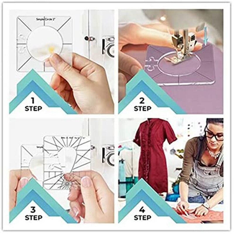 6 Stuk Quilten Template Naaimachine Heerser Quilten Sjabloon Heerser Inclusief Spiraal, Arc, Clam Shell, eenvoudige Cirkel