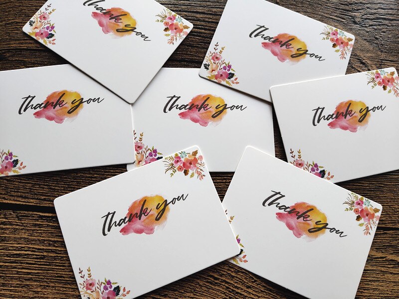 50pcs/lot product Rectangle FLOWER card "Thank you " Small message card Writable card 6x8cm decoration card