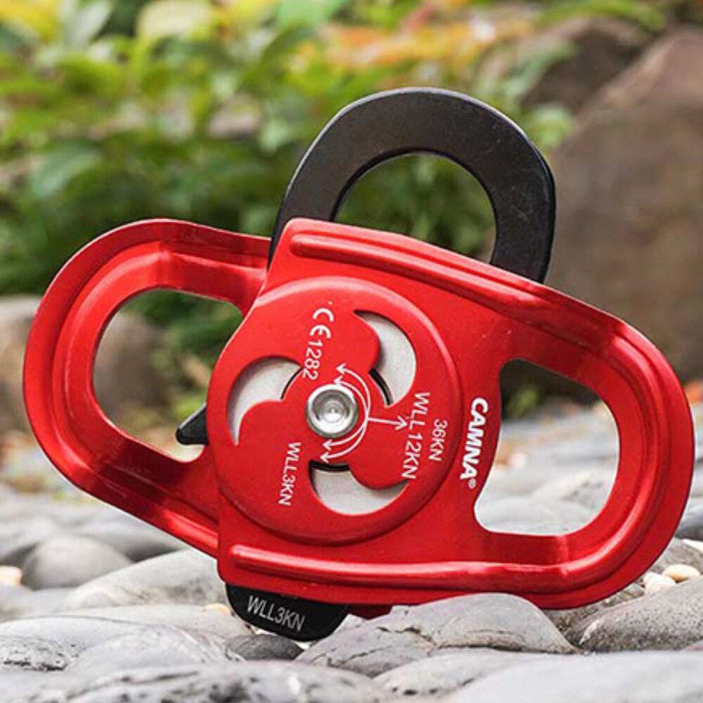 36KN Climbing Pulley Double Ball Bearing Swing Rope Rigging Tackle for Caving Mountaineering Rock Climbing Equipement